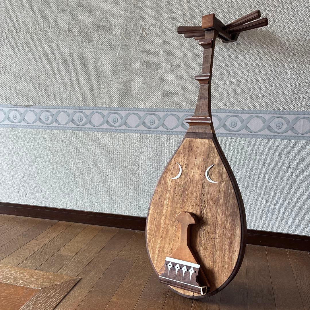 古い琵琶　古道具　和楽器　五弦