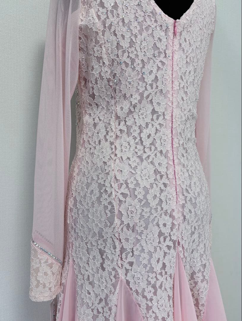 社交ダンスワンピース　パーティワンピース　ソシアルダンス　ピンク