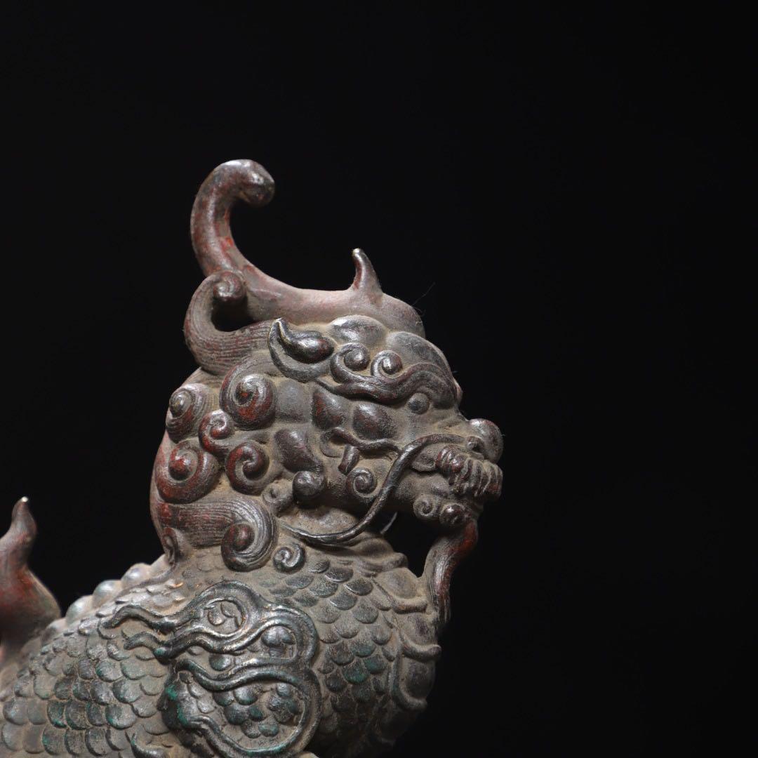 旧蔵 銅製 麒麟 置物 吉祥・繁栄・平安の象徴