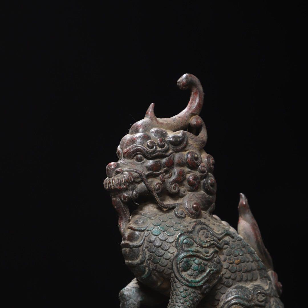 旧蔵 銅製 麒麟 置物 吉祥・繁栄・平安の象徴