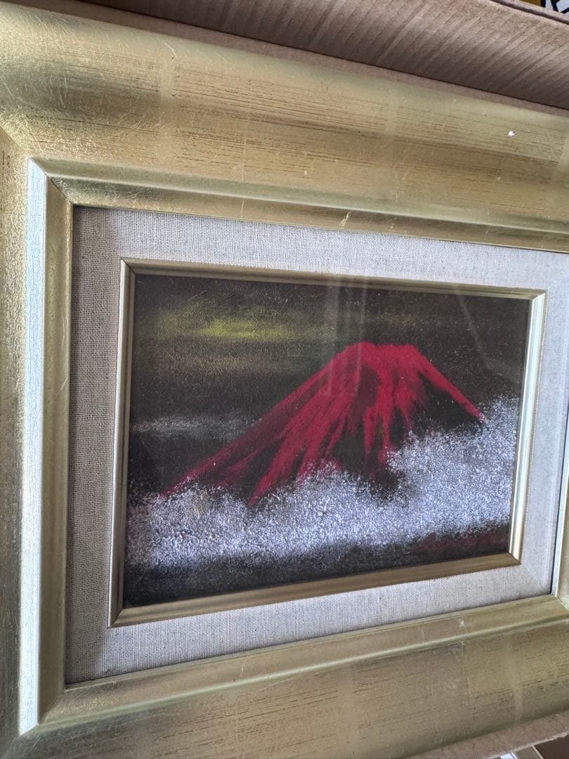 油絵　SMサイズ　早川佑市画　赤富士