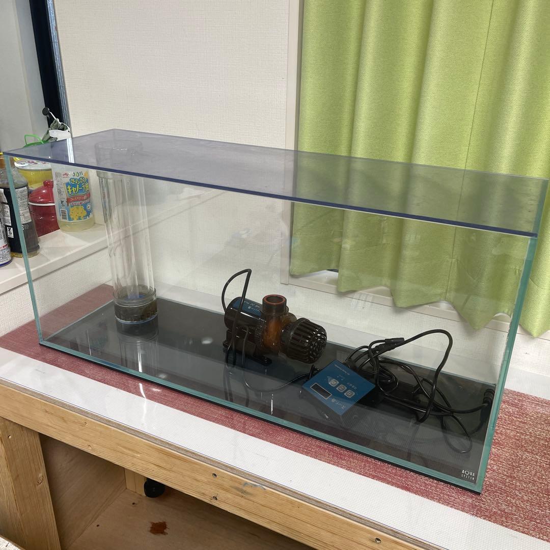 ☆d50bページ☆90cmオーバーフロー水槽 透明ガラス製 dcポンプ付き