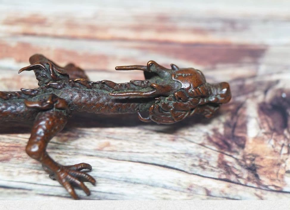 銅器 蘇工手作 竜筆架 筆棚 鎮紙 竜置物 茶寵 装飾品 工芸品 美術品 置物