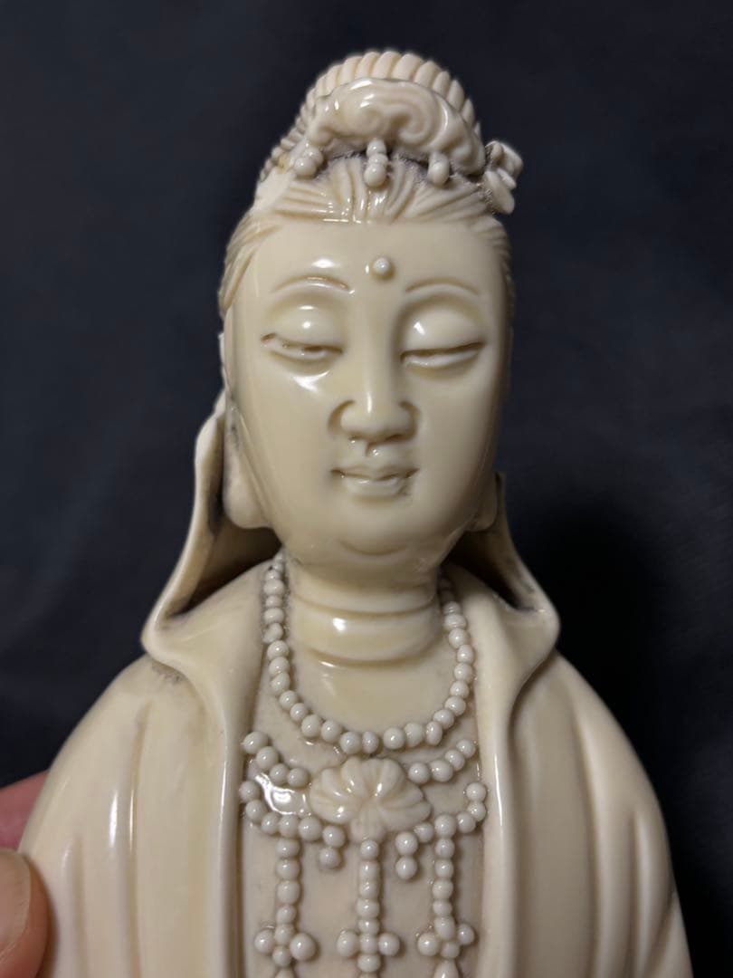 中国古美術　明の時代　徳化窯　白磁観音菩薩像 何朝宗　34cm