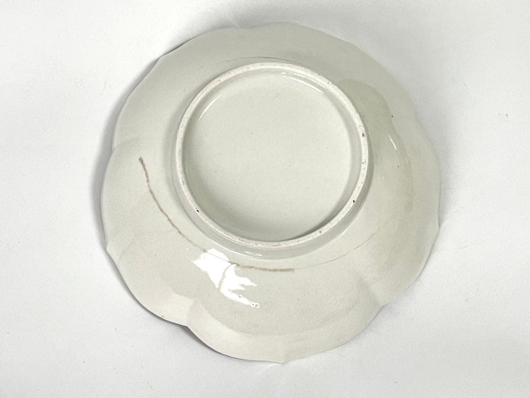 骨董　アンティーク　色絵　柿右衛門　花文様　鞠　輪花縁　鉢　菓子鉢