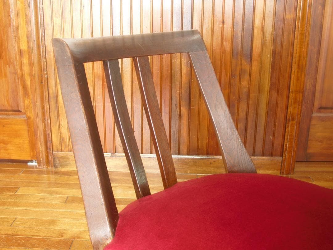 アンティーク ドクターチェア☆木製 回転椅子☆手触り良いベルベット/ビロード張り