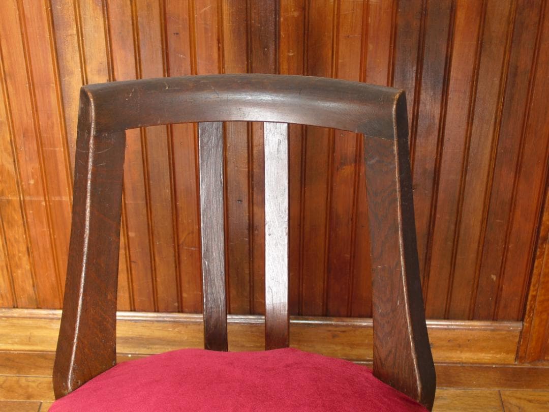 アンティーク ドクターチェア☆木製 回転椅子☆手触り良いベルベット/ビロード張り