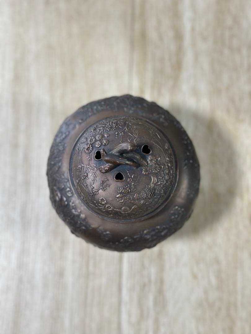 一点限り　高級　中古品　蝋型鋳銅 三つ足香炉 金工作家 村田宏作