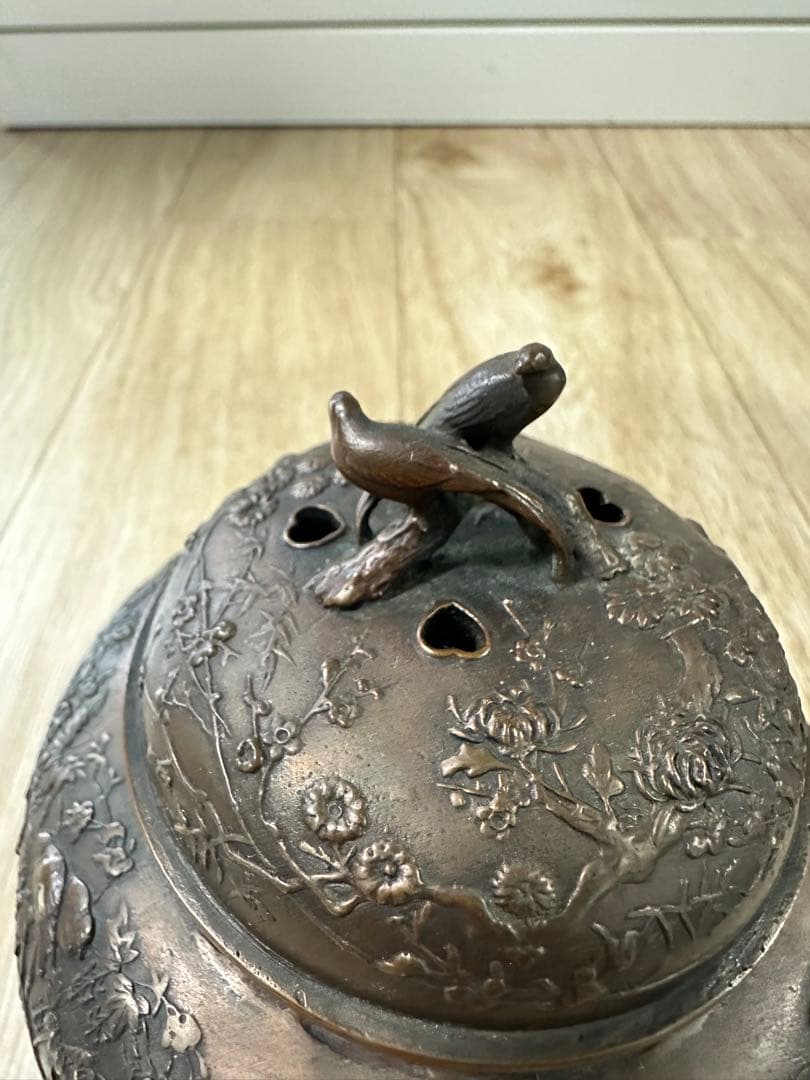 一点限り　高級　中古品　蝋型鋳銅 三つ足香炉 金工作家 村田宏作