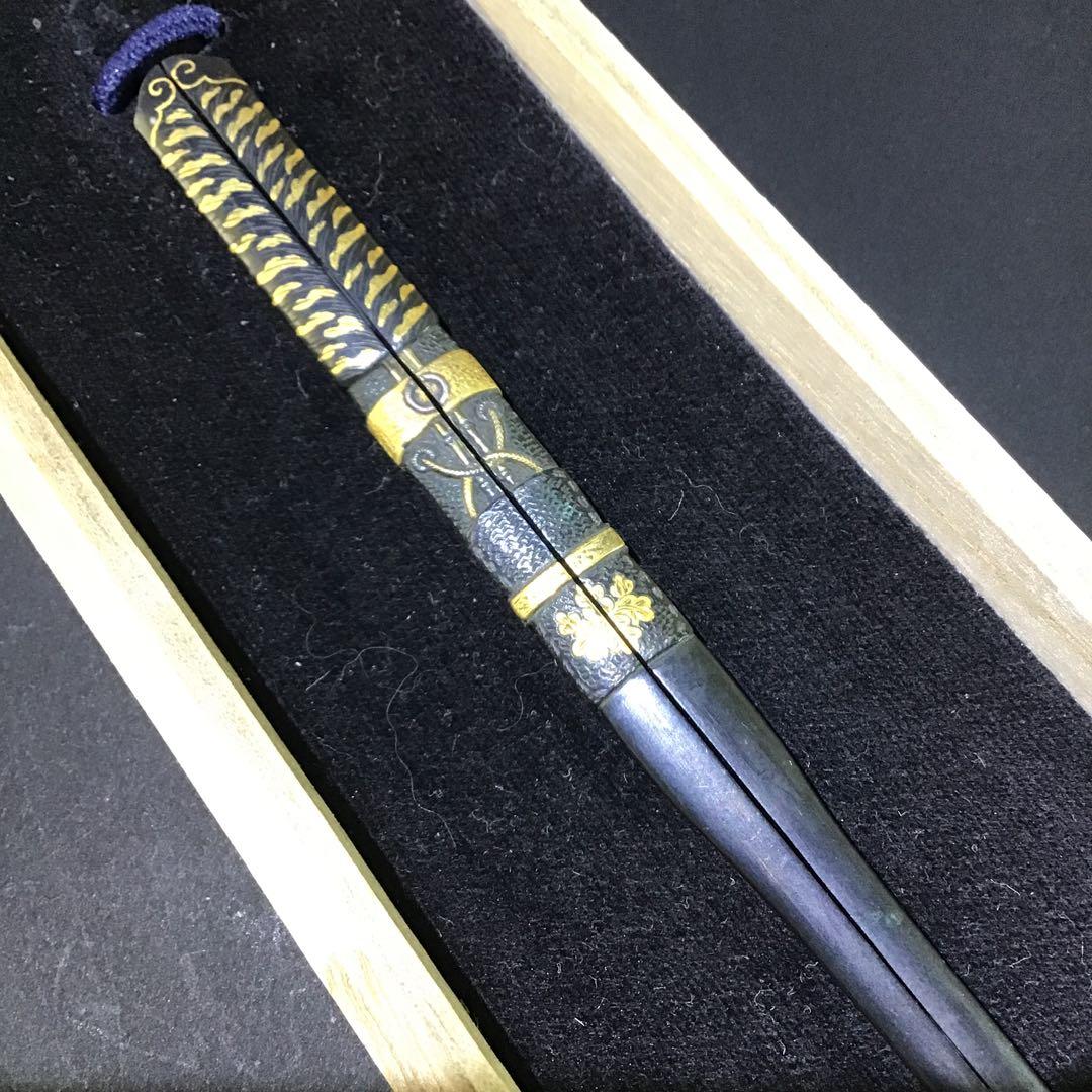 京金具師　五三桐襖結　金銀色絵笄　江戸期