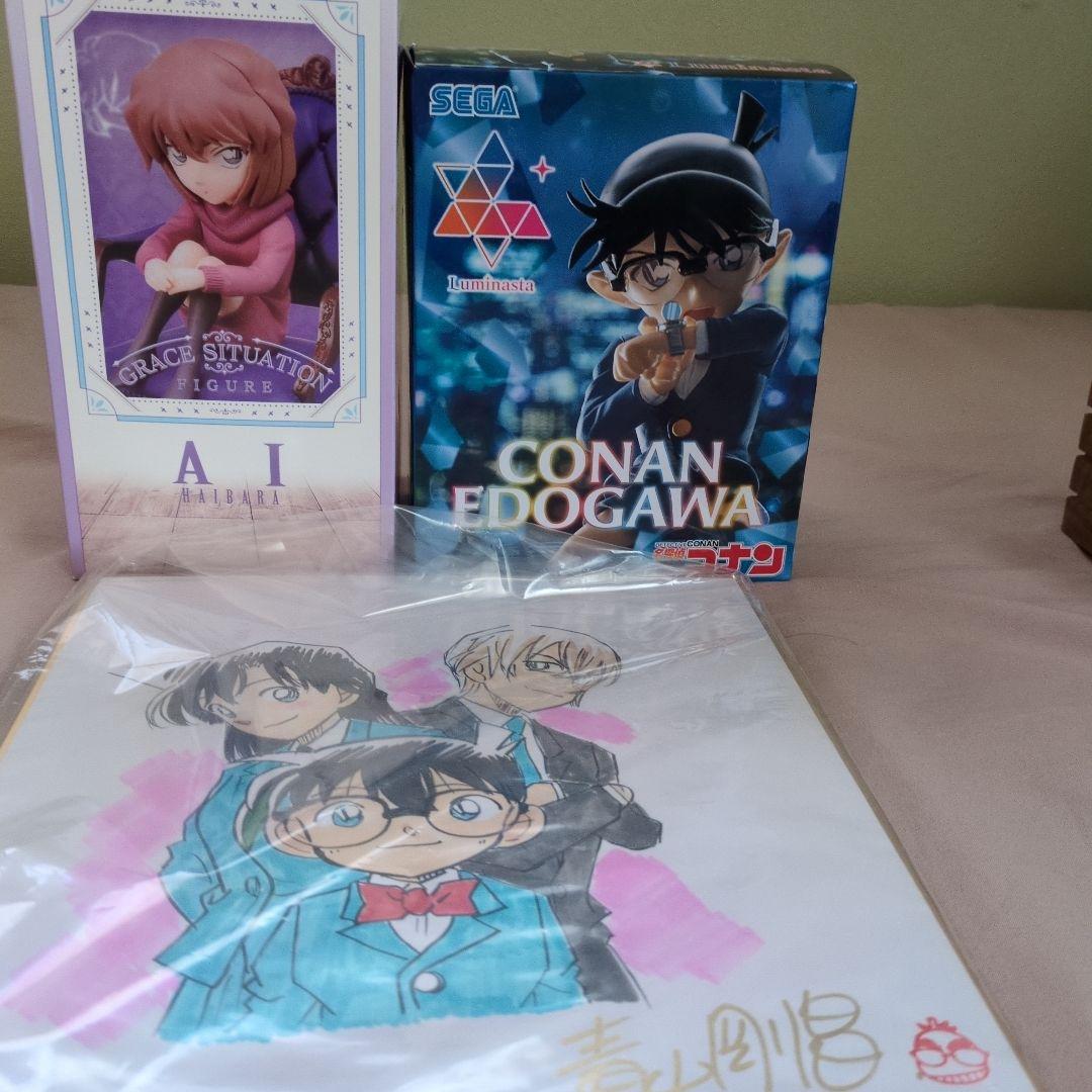 名探偵コナン　青山剛昌　直筆サインイラスト肉筆　フィギュア　セット　値段交渉OK
