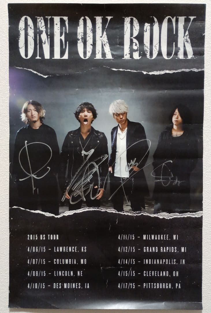 ONE OK ROCK 2015 USツアー限定 直筆サイン入りポスター