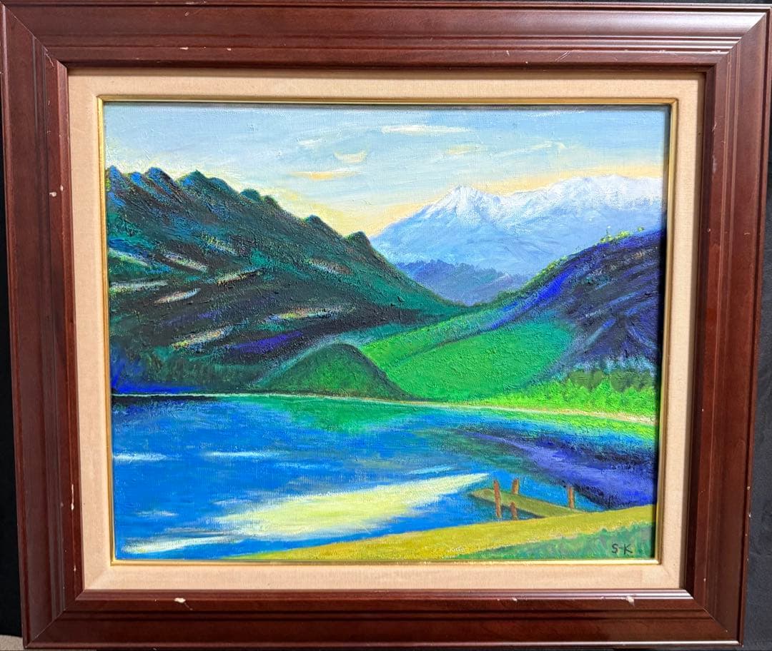 珍品　黒田清輝　【上信越 浅間】風景画 油彩画 武二識サイン入り　F8サイズ