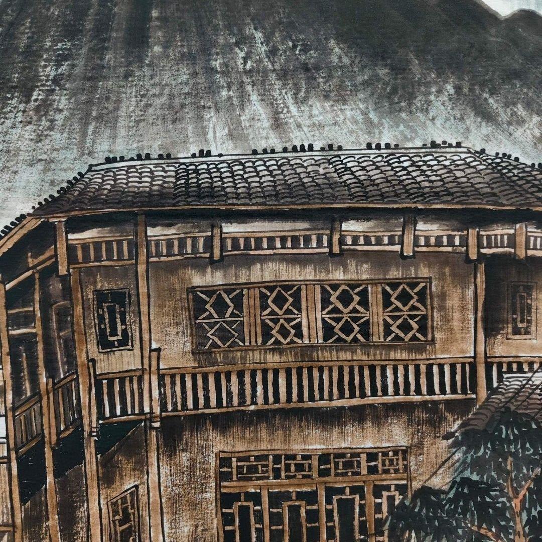 中国画 钱松岩 山水図 中堂 掛け軸／高清防偽仕