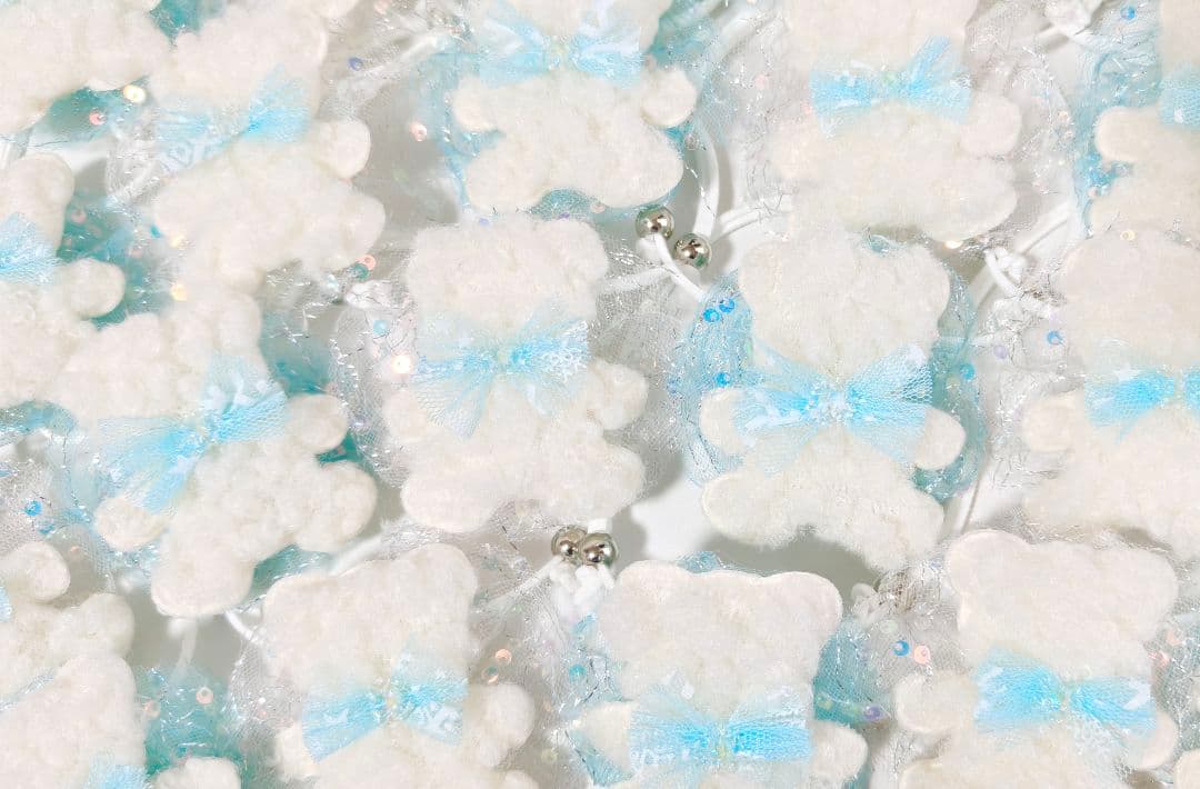 ペット用　トリミングチョーカー　1月　白くま　雪の結晶　リボン　シロクマ