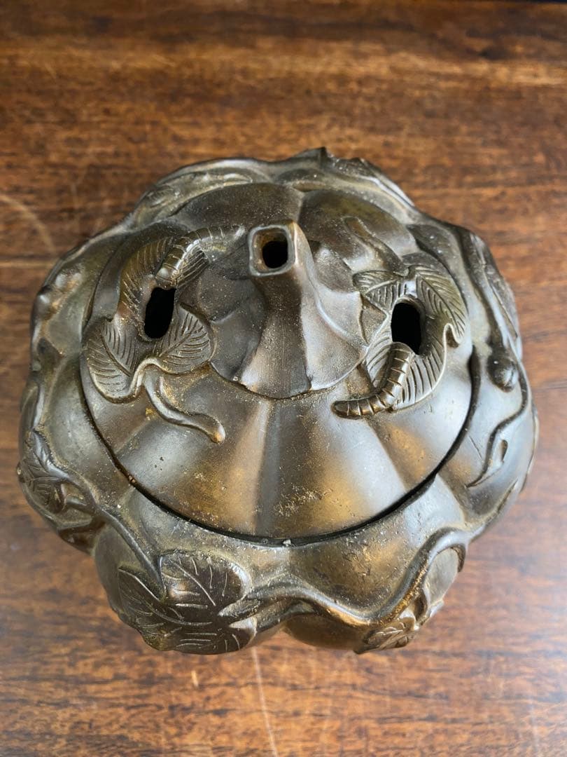 カボチャ型　銅香炉　美術品　工芸品　骨董品　置物　金属製　香炉