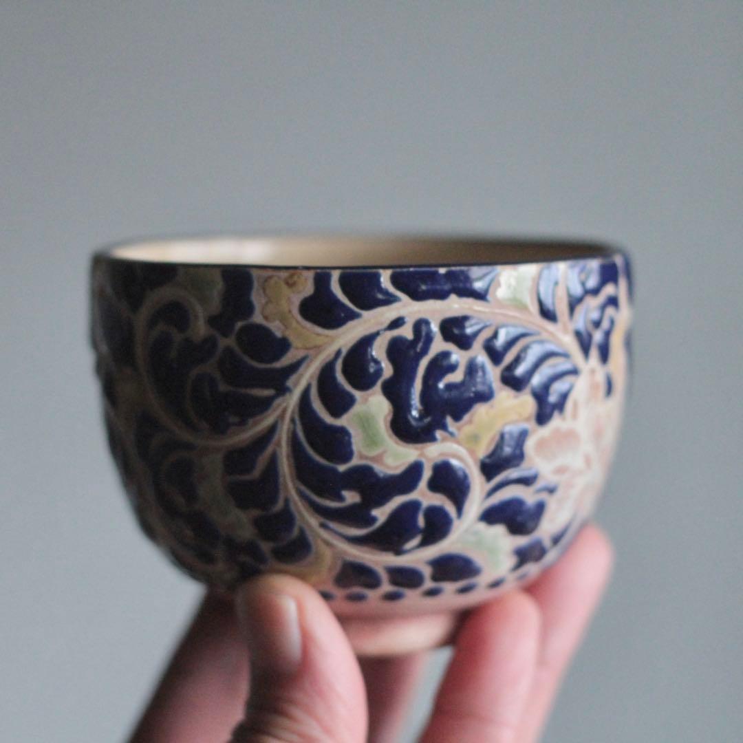 京焼 泰山与平衛 色絵 茶碗 茶道具 古美術 古道具 アンティーク