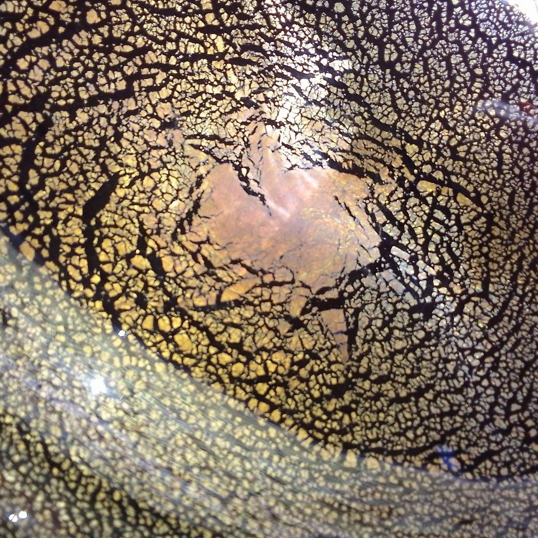 葉形陶器皿 黒金グラデーション