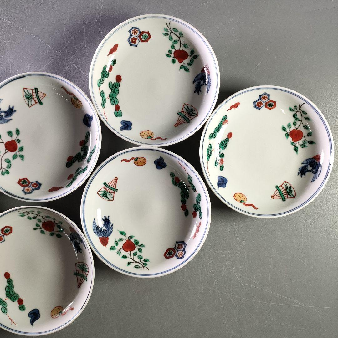 A940-5/萬暦意鳳凰画中皿7客/小皿/小鉢/向付/銘々皿/色絵/