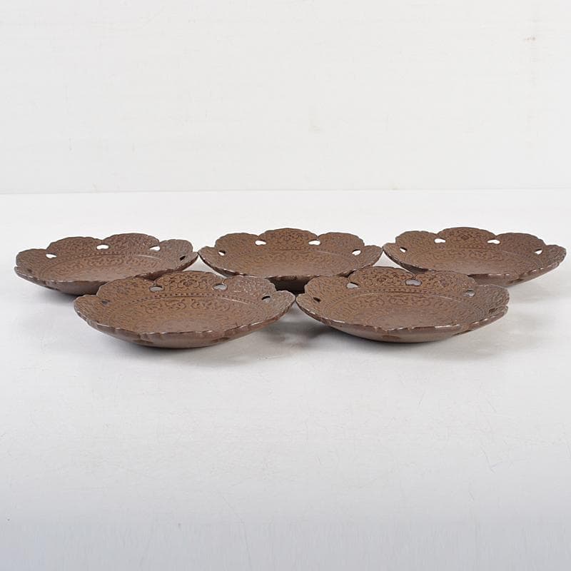 南部鉄器　鈴木盛久造　模中尊寺国宝　天蓋　茶托　五客　共箱　M　R5872