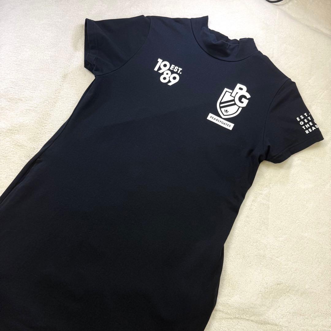 美品‼️PEARLY GATES モックネックワンピース背面ラインロゴ 0 日本製