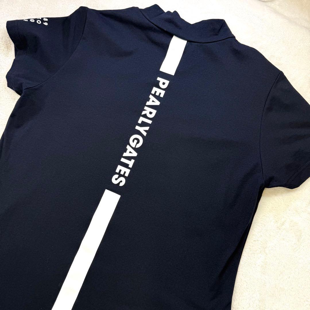 美品‼️PEARLY GATES モックネックワンピース背面ラインロゴ 0 日本製