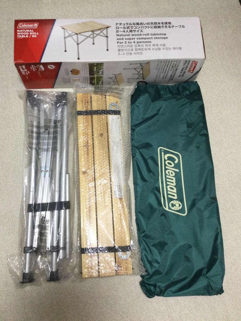90×70cm 新品 Coleman ナチュラルウッドロールテーブル