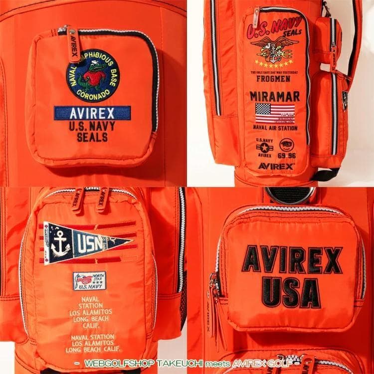 新品 AVIREX アヴィレックスゴルフ キャディバッグ オレンジ