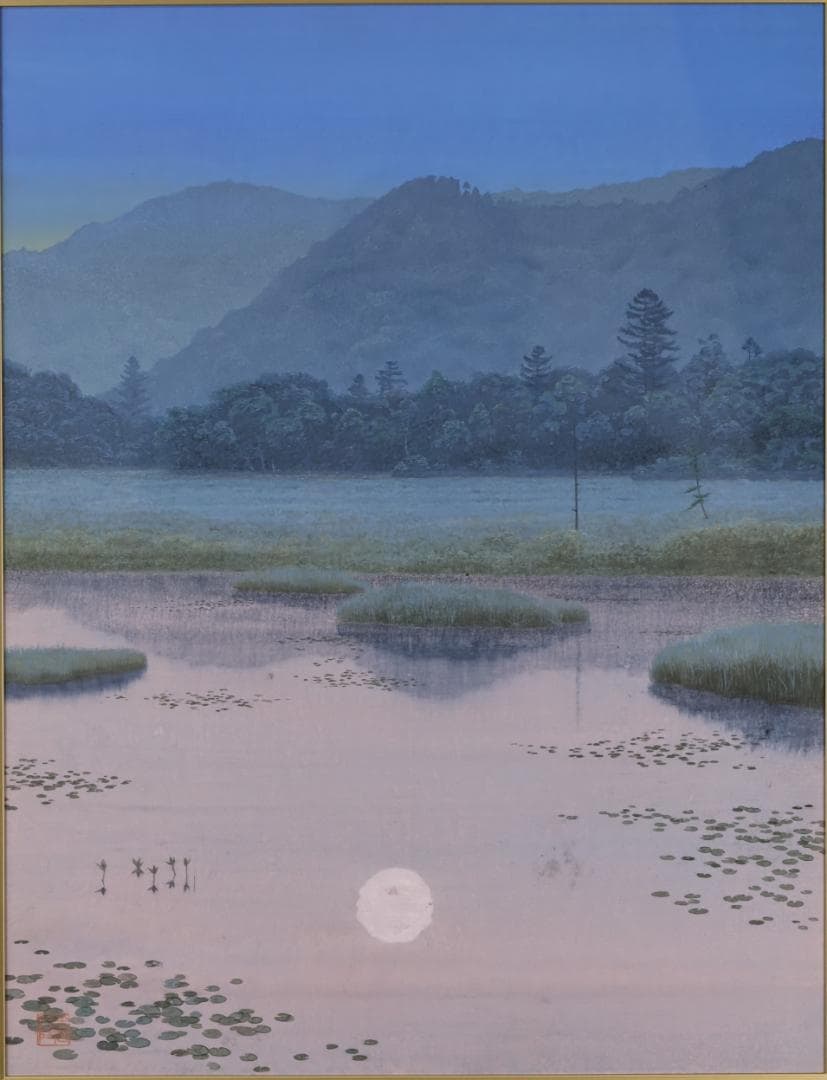 黒岩善隆 『 月光 』　P10号　日本画　共シール　真作保証 BJ211