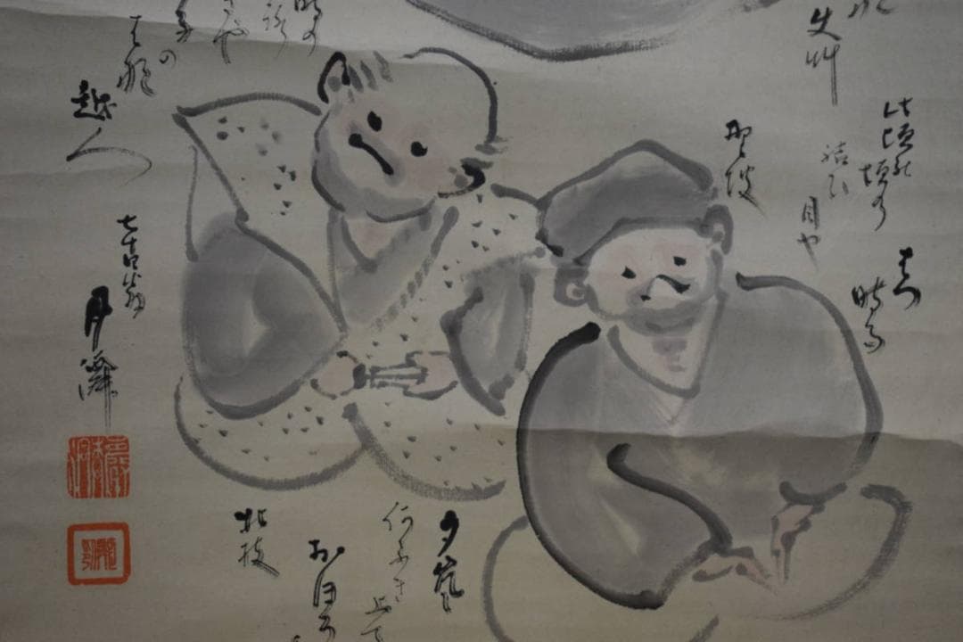 模写/月僊/芭蕉十哲画句/布袋屋掛軸HF-435