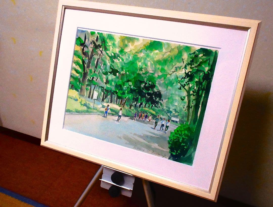 水彩画(上野 公園額装済み)