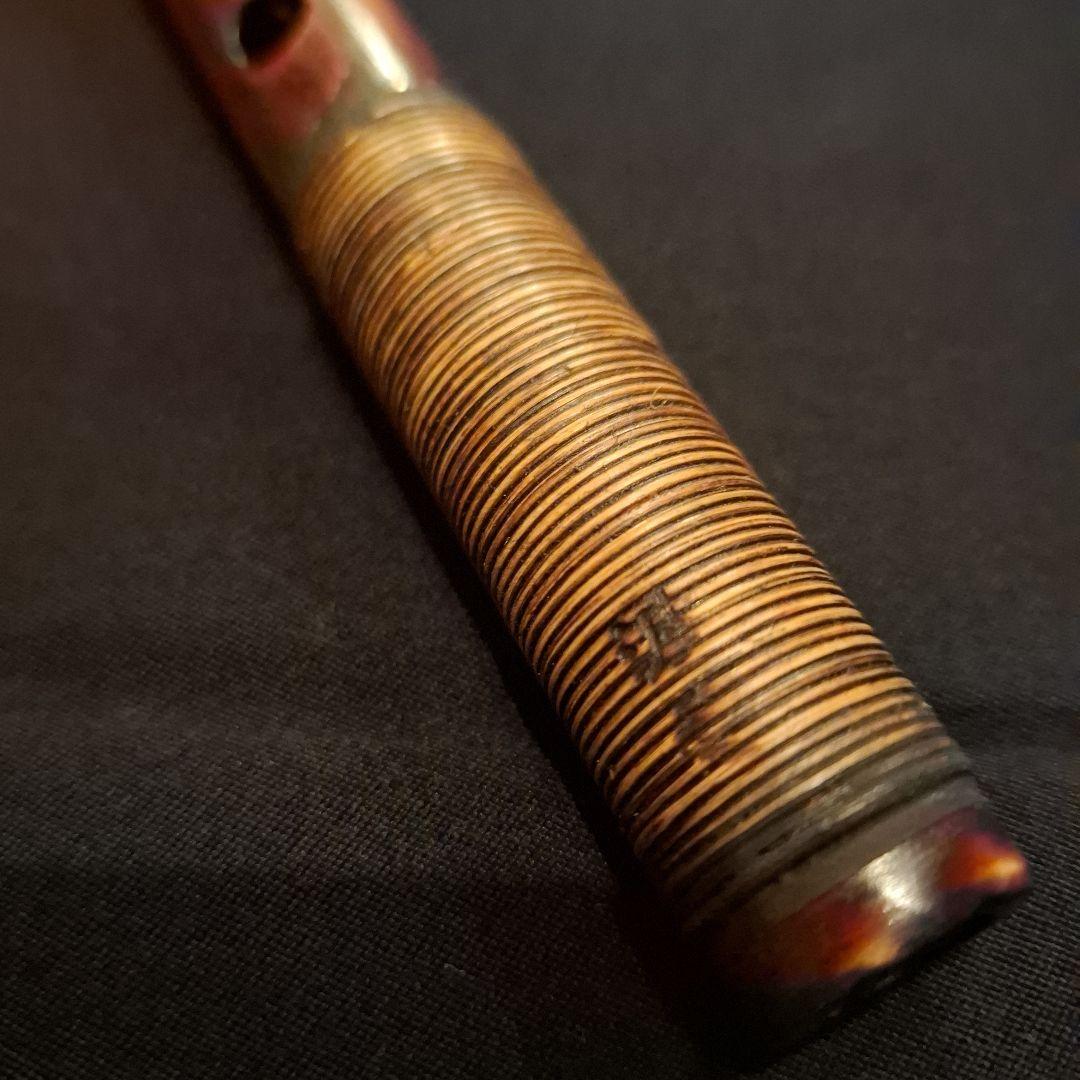 篠笛　古典調　7穴　四本半調子　天地胴巻き　燻風仕上げ