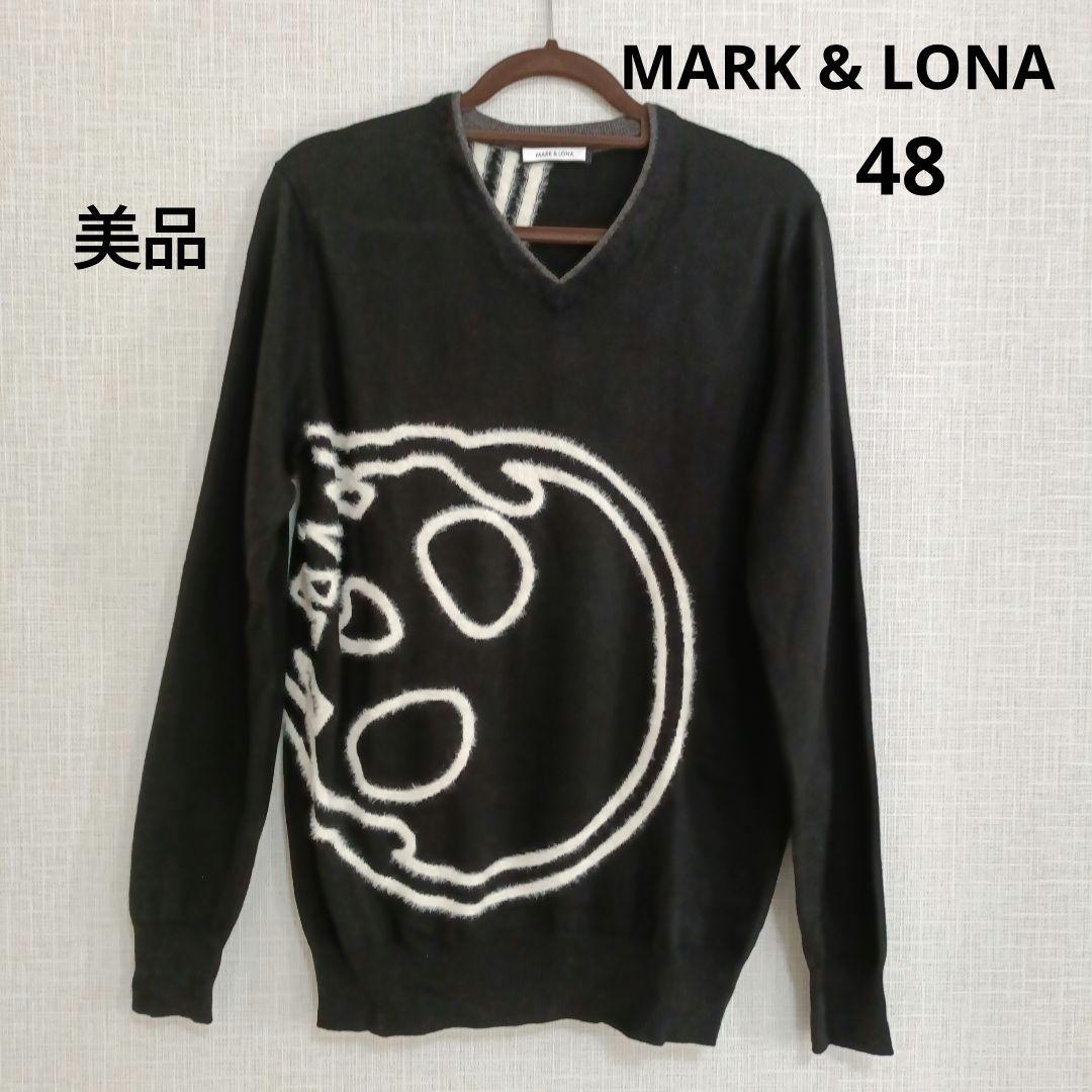 【美品】MARK & LONA スカルプリント セーター　48　Ｌサイズ　黒