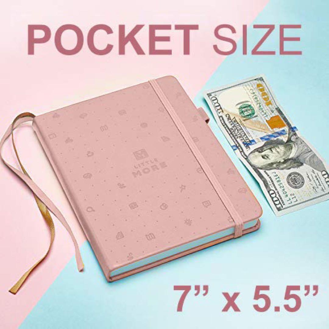 ドットグリットノートブック　ハードカバー　かわいい　シール　ローズゴールド