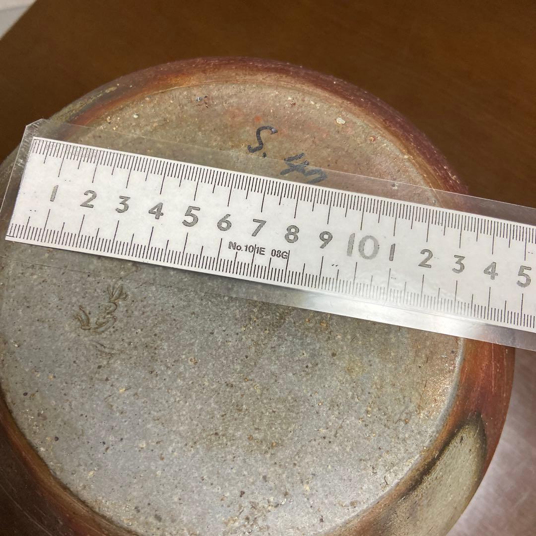 備前焼　作家作　手作り陶器 花瓶 赤灰色