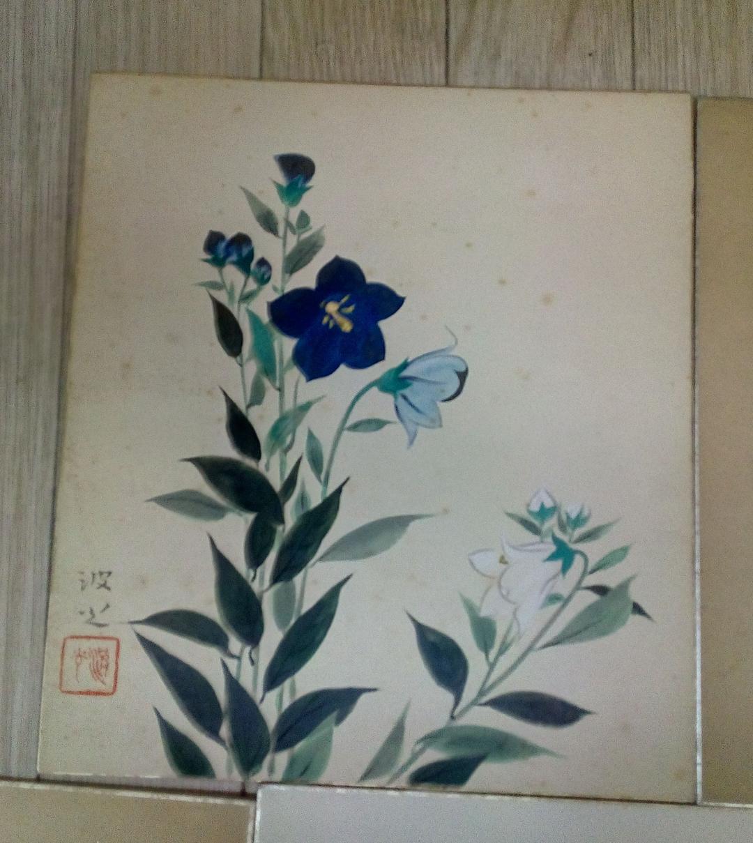 色紙絵５枚セット　骨董　美術品　絵　日本画　筆画　色紙絵　日本美術　絵画