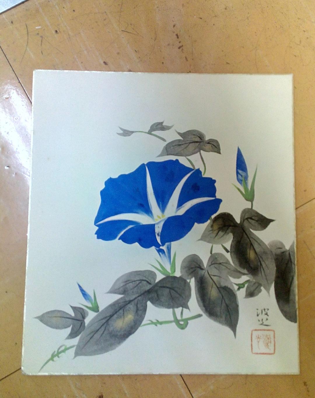 色紙絵５枚セット　骨董　美術品　絵　日本画　筆画　色紙絵　日本美術　絵画