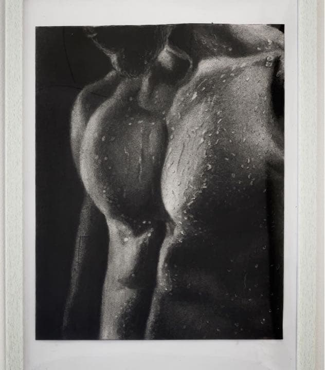 木炭画　男性モデル　ヌード