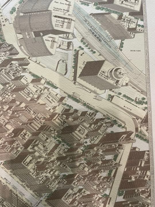 1992年　銀座グラフィックマップ　洲嵜晴彦　リトグラフ