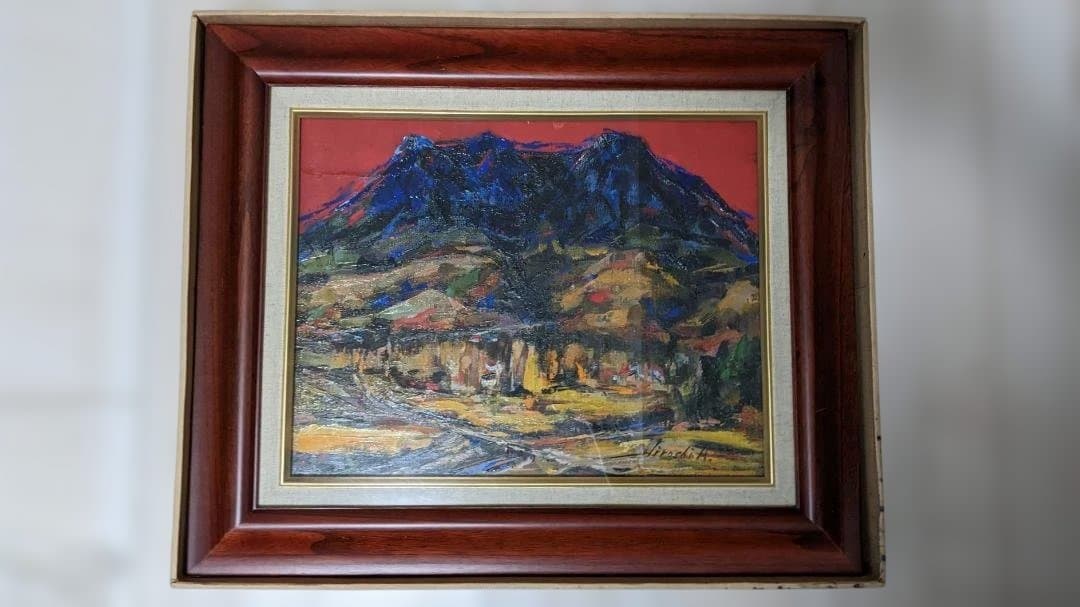 ★御嶽の秋★ 油絵「御嶽山」浅野博 Hiroshi.A サイン入 額装付