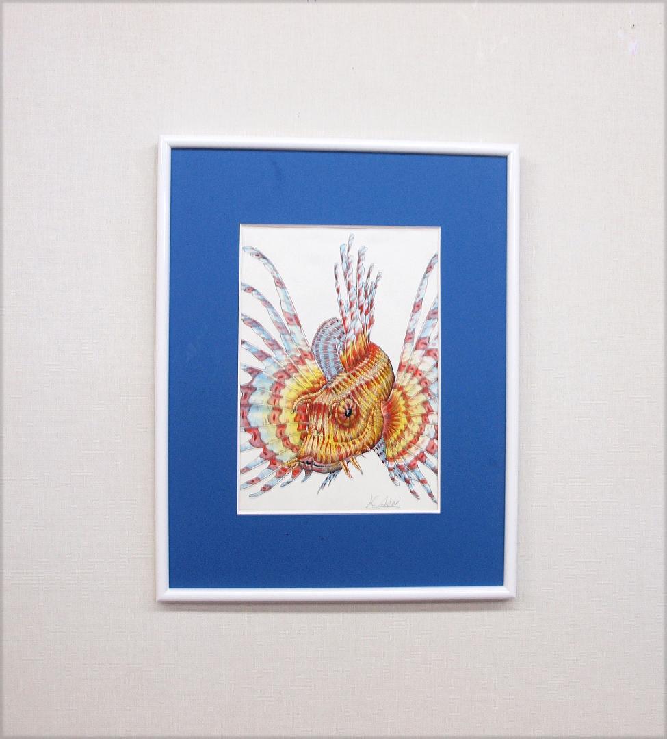 ネイチャーアート「ミノカサゴ」　水彩画