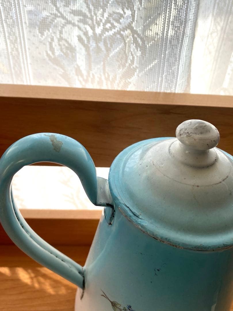 アンティーク　ホーロー　ティーポット