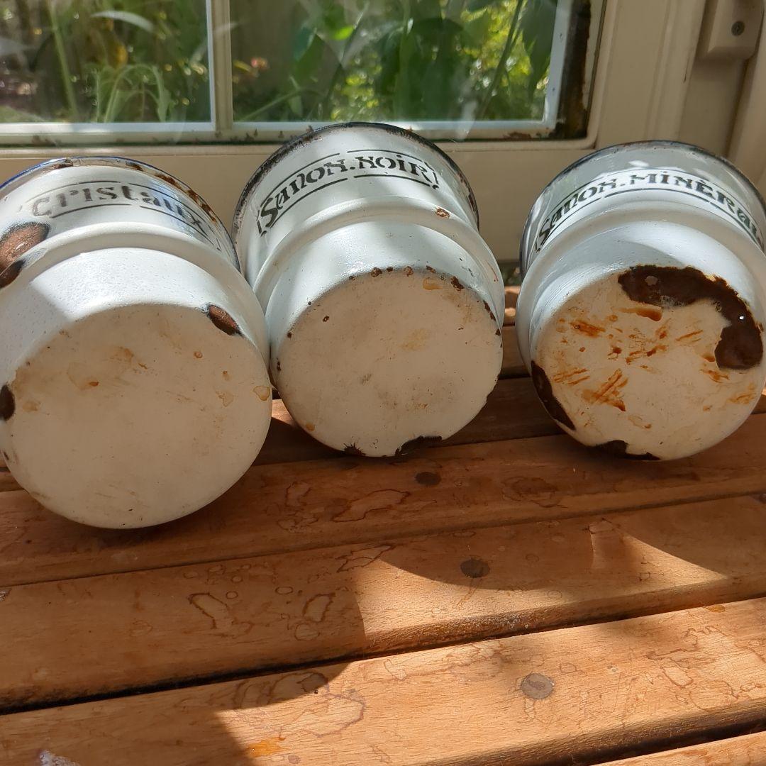 アンティーク　エナメルポット　3コンパートメント