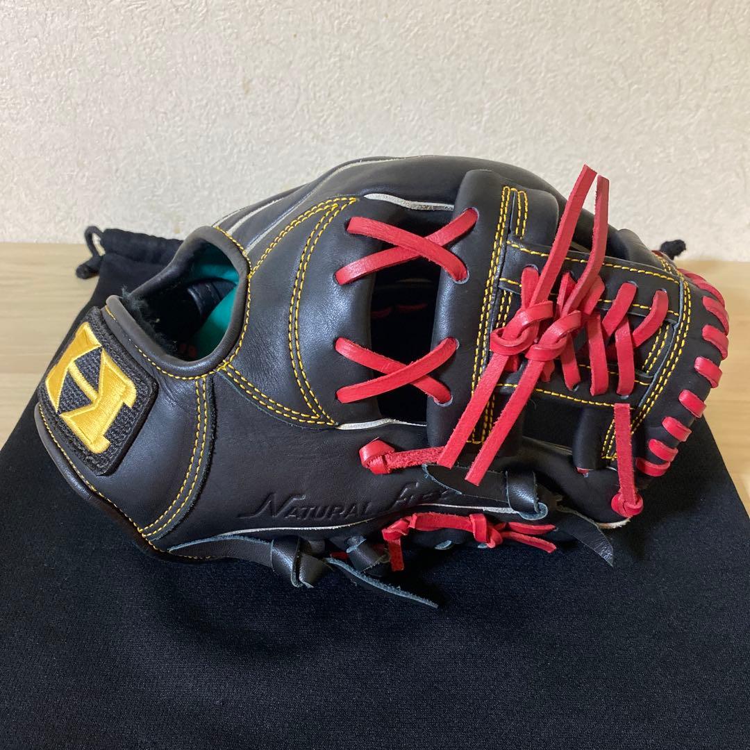 ハイゴールド　軟式野球グローブ Natural 黒/赤