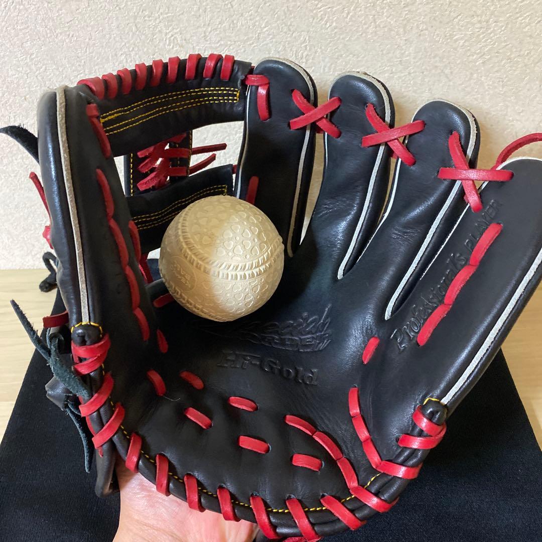ハイゴールド　軟式野球グローブ Natural 黒/赤