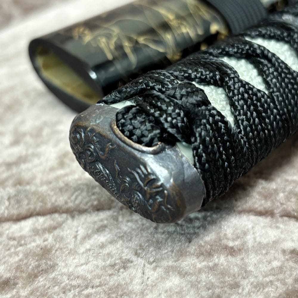 美品 龍神金具 模造刀 金糸塗鞘 互の目刃文 全長98cm 抜身912g 鑑賞用