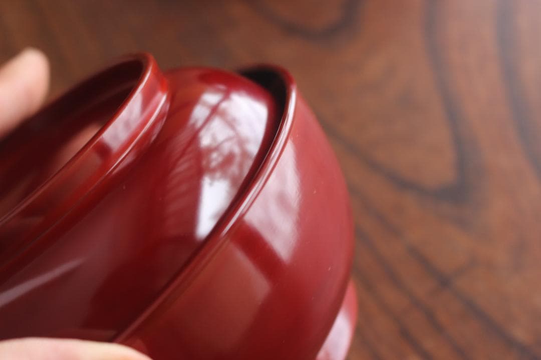 デッドストック！極上紅溜に優美な桐花蒔絵の映えるお椀2点（検輪島塗京塗煮物椀