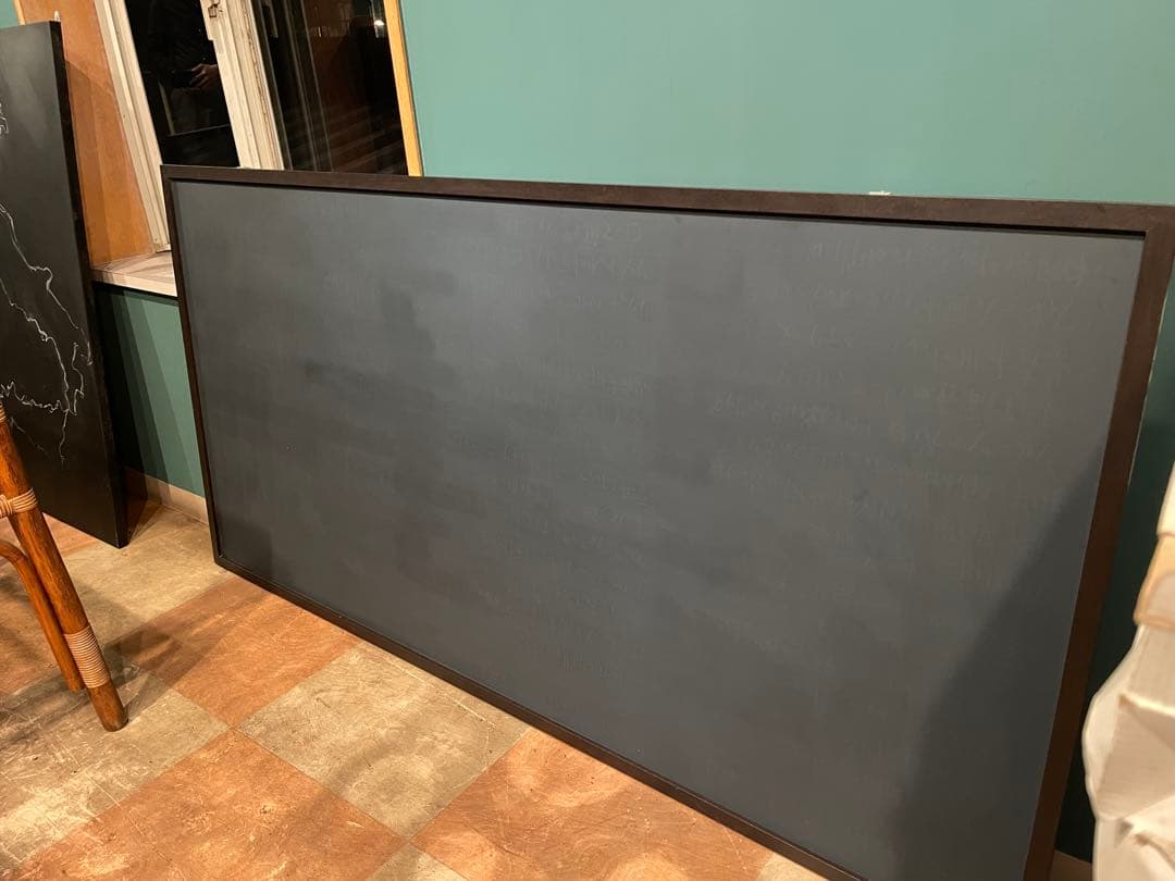 ブラックボード スチール製 黒板 900×1800 木枠 店舗使用品