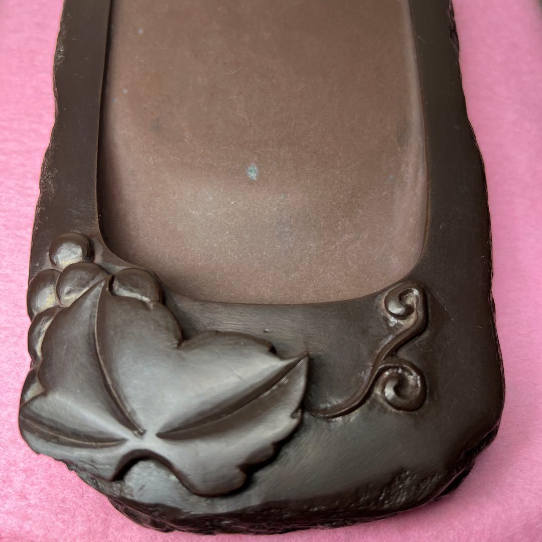 ⭕️赤間硯　阿野硯製作所　葡萄彫刻入り野面硯　かなり古い作品