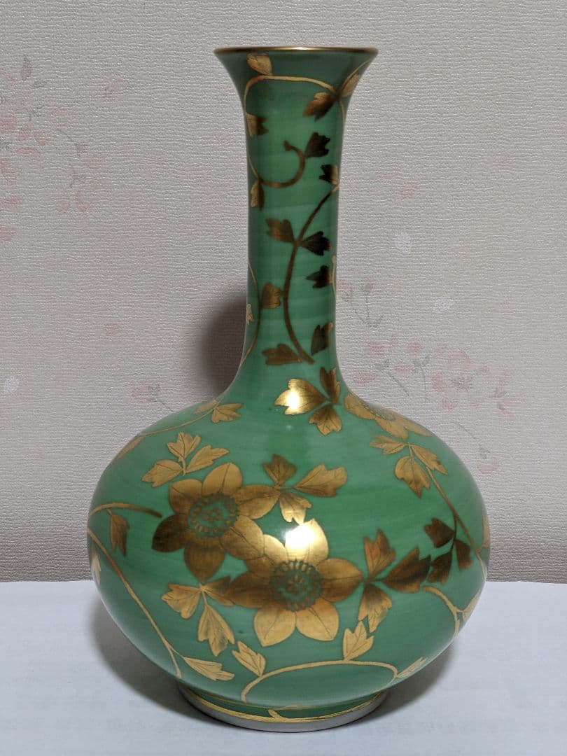 ⭐九谷焼重鎮 名工 吉田美統 人間国宝 金彩絵付 花器 花活 置物飾り 骨董品